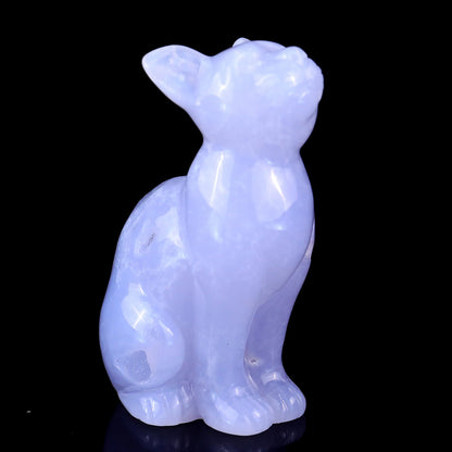 Nicedony 3.0" Blue Chalcedony Hand Carved Crystal Cat Sculpture - View 11