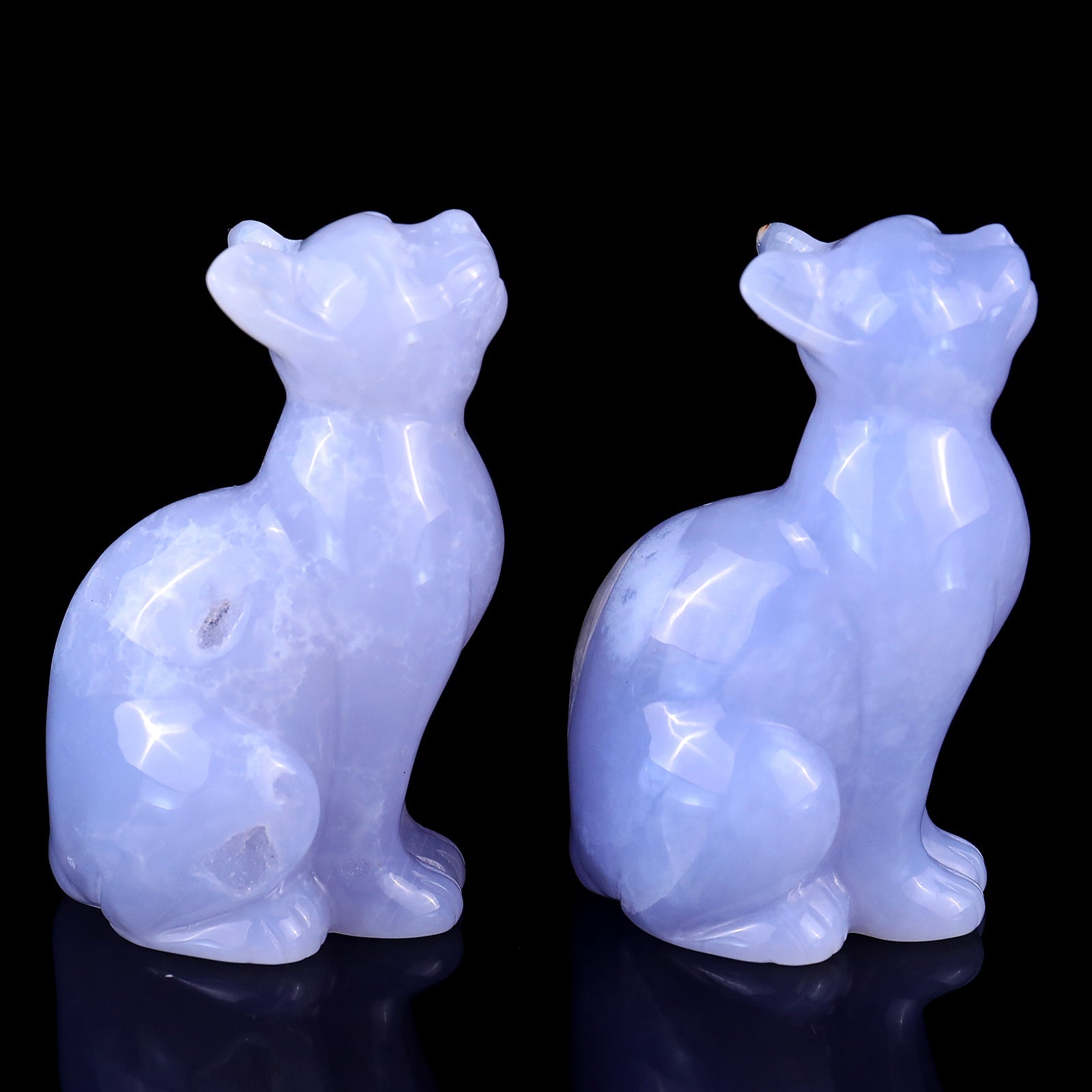 Nicedony 3.0" Blue Chalcedony Hand Carved Crystal Cat Sculpture - View 5