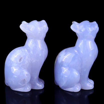 Nicedony 3.0" Blue Chalcedony Hand Carved Crystal Cat Sculpture - View 5