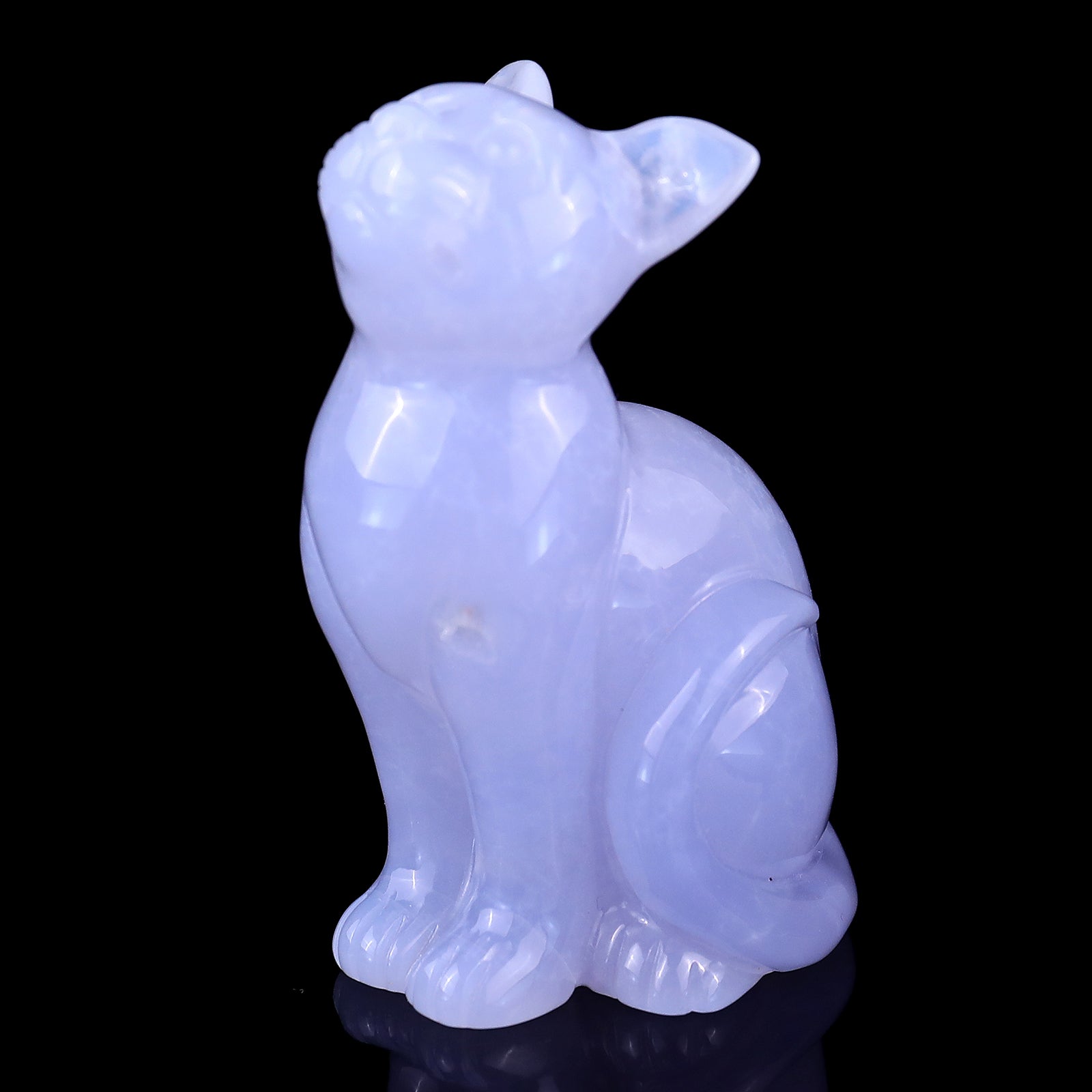 Nicedony 3.0" Blue Chalcedony Hand Carved Crystal Cat Sculpture - View 10