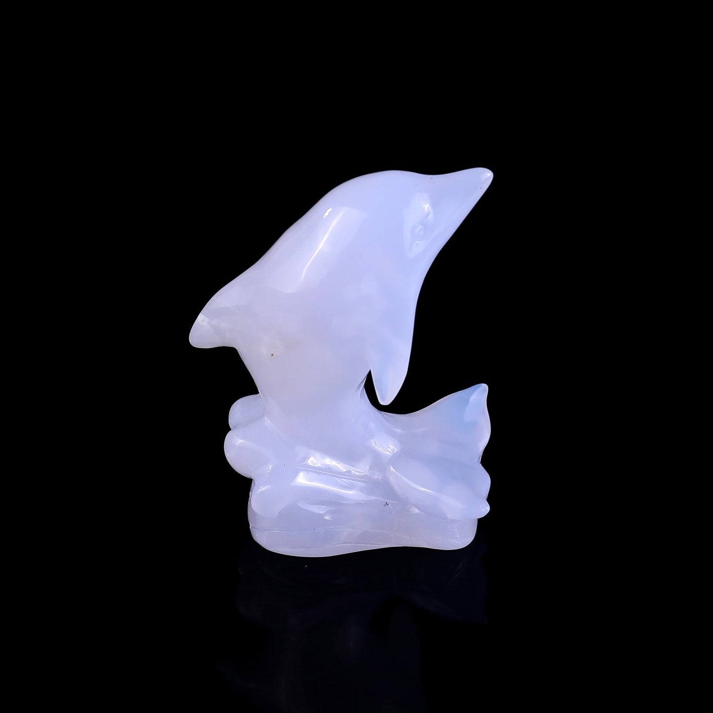 Nicedony 3.0" Blue Chalcedony Hand Carved Crystal Dolphin Sculpture - View 3