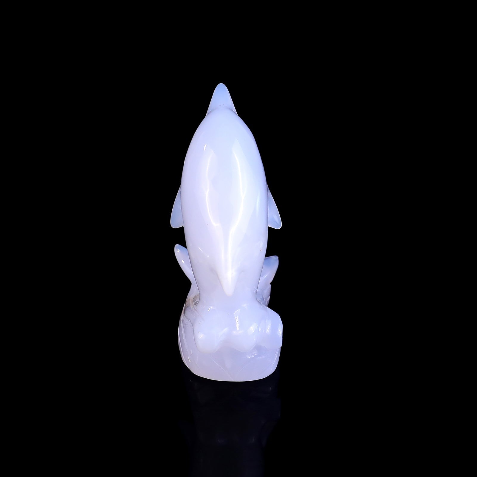 Nicedony 3.0" Blue Chalcedony Hand Carved Crystal Dolphin Sculpture - View 5