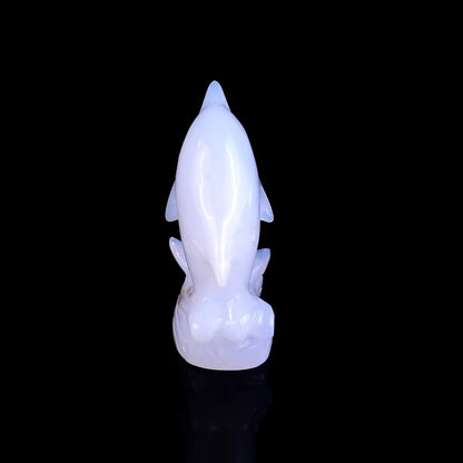 Nicedony 3.0" Blue Chalcedony Hand Carved Crystal Dolphin Sculpture - View 5