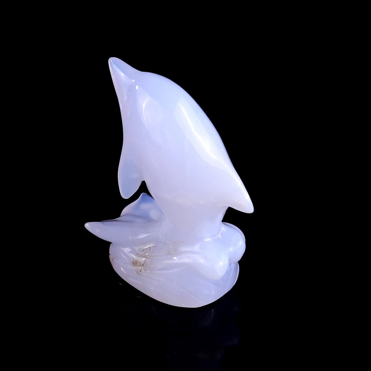 Nicedony 3.0" Blue Chalcedony Hand Carved Crystal Dolphin Sculpture - View 6