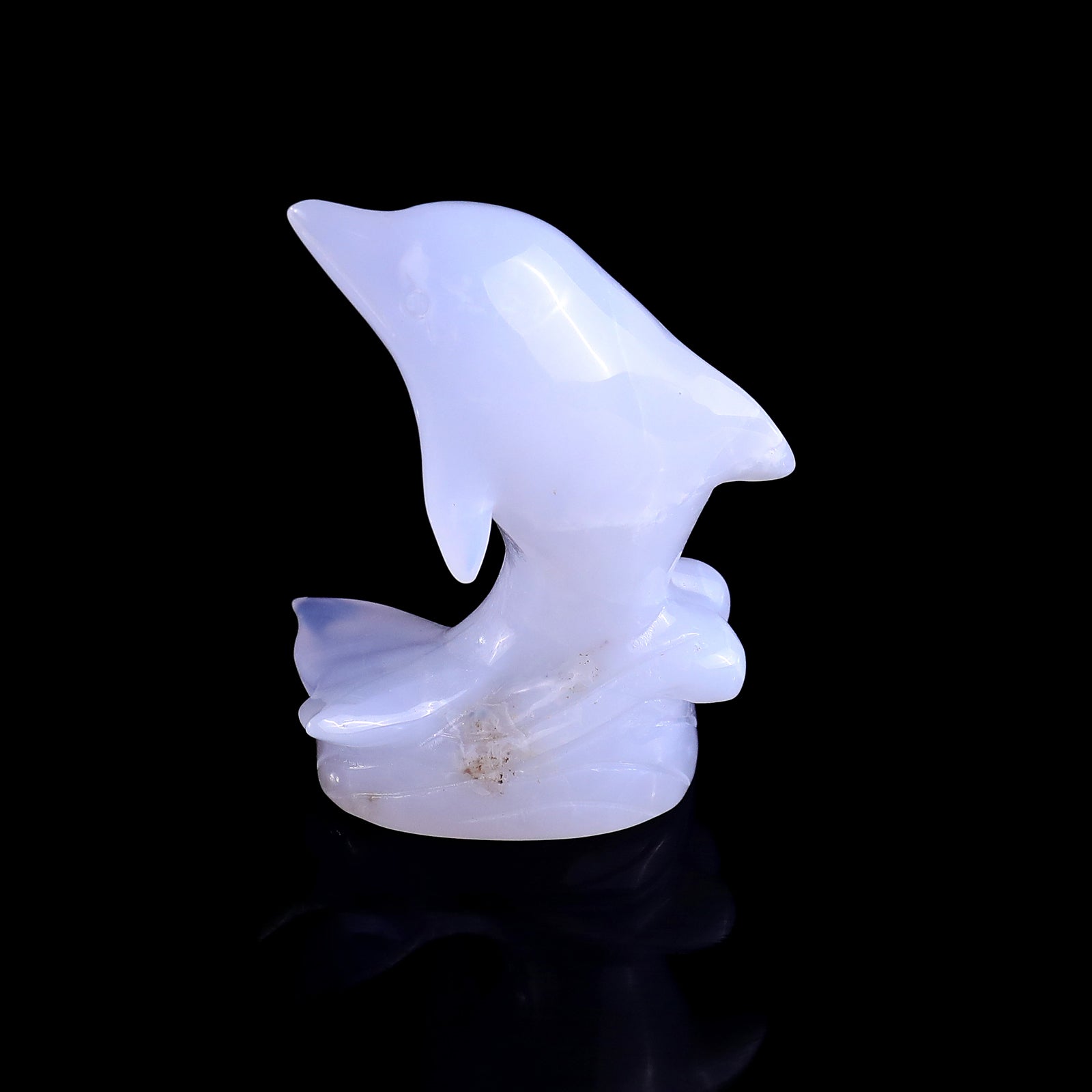 Nicedony 3.0" Blue Chalcedony Hand Carved Crystal Dolphin Sculpture - View 7