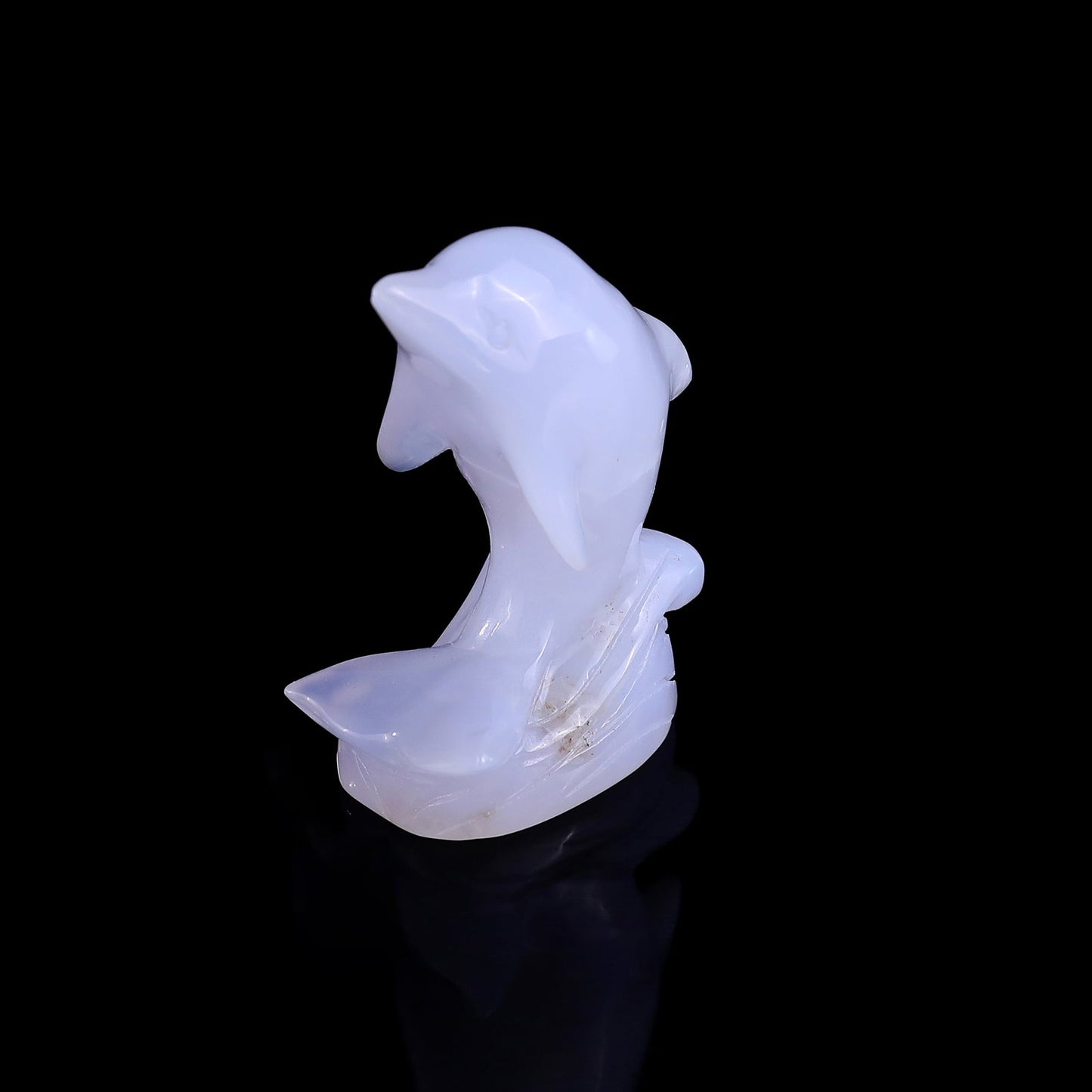 Nicedony 3.0" Blue Chalcedony Hand Carved Crystal Dolphin Sculpture - View 9