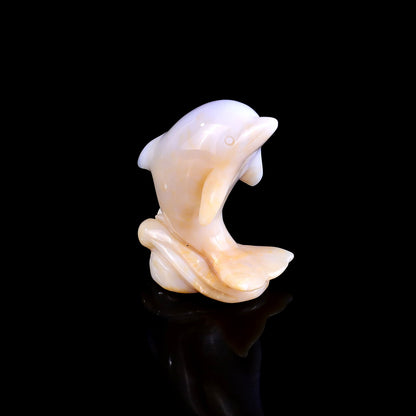 Nicedony 3.0" Blue Chalcedony Hand Carved Crystal Dolphin Sculpture - View 10