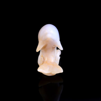 Nicedony 3.0" Blue Chalcedony Hand Carved Crystal Dolphin Sculpture - View 11