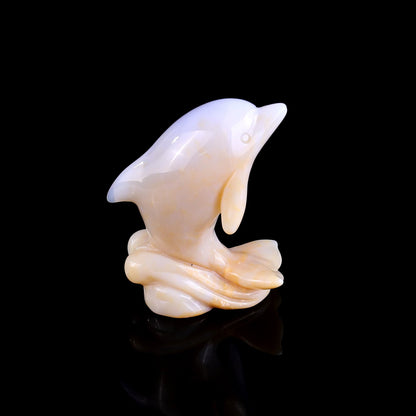 Nicedony 3.0" Blue Chalcedony Hand Carved Crystal Dolphin Sculpture - View 12