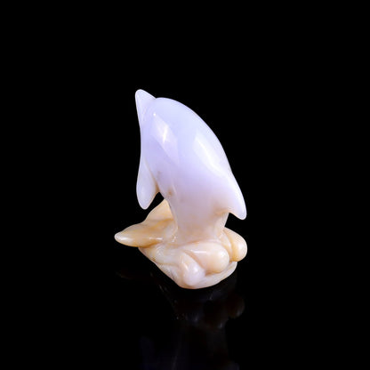 Nicedony 3.0" Blue Chalcedony Hand Carved Crystal Dolphin Sculpture - View 15