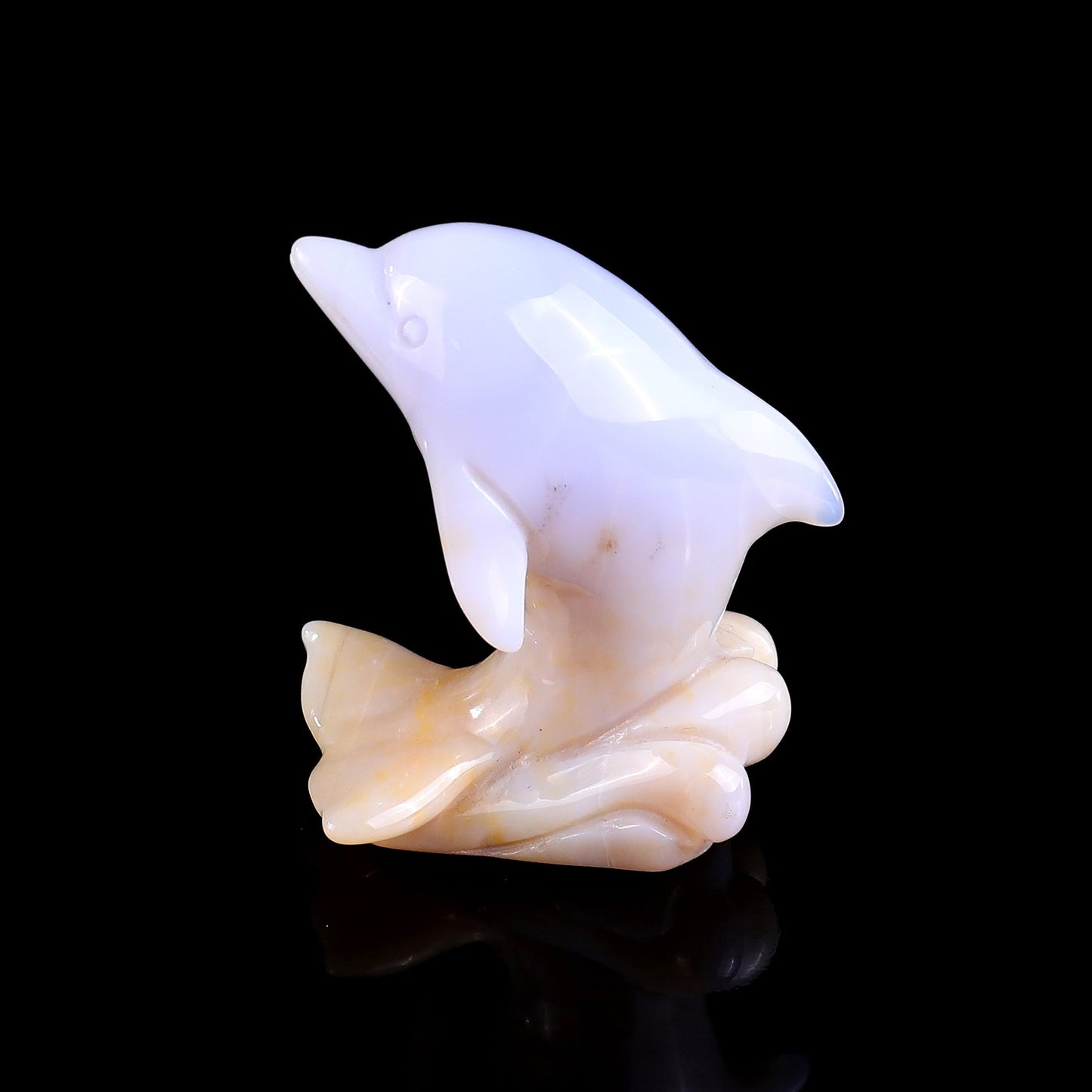 Nicedony 3.0" Blue Chalcedony Hand Carved Crystal Dolphin Sculpture - View 16
