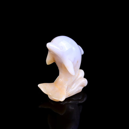 Nicedony 3.0" Blue Chalcedony Hand Carved Crystal Dolphin Sculpture - View 18