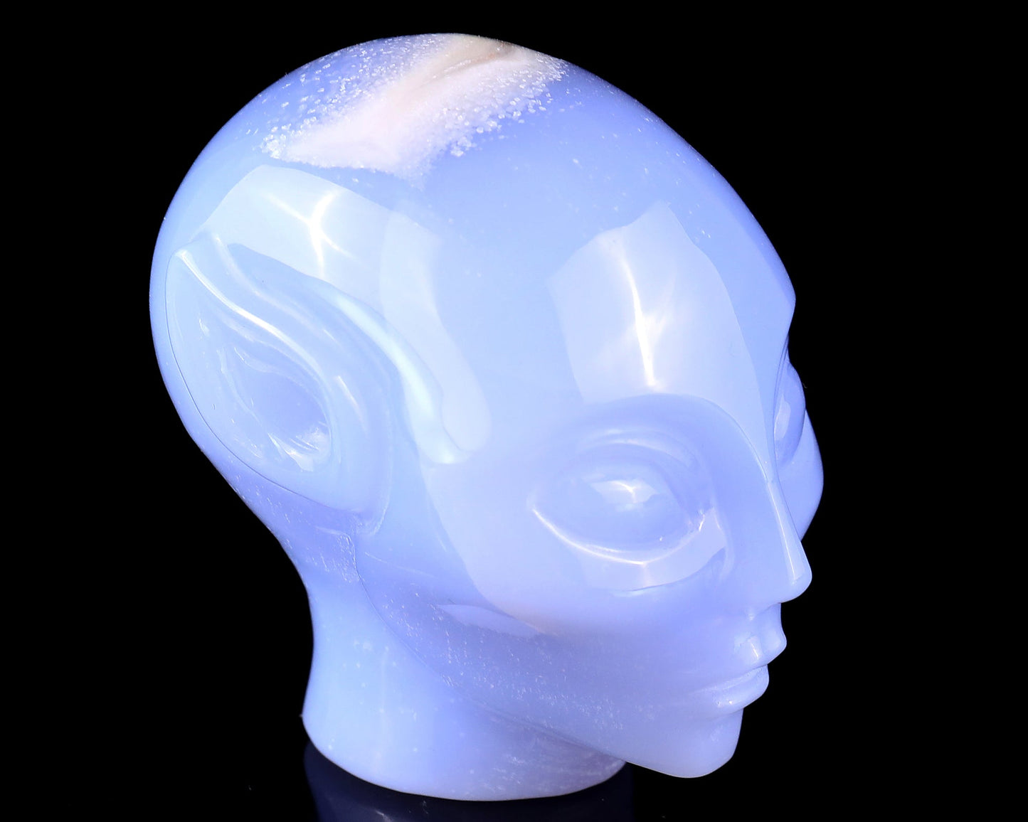 Nicedony 3.0" Blue Chalcedony Hand Carved Crystal Elf Alien Sculpture - View 2