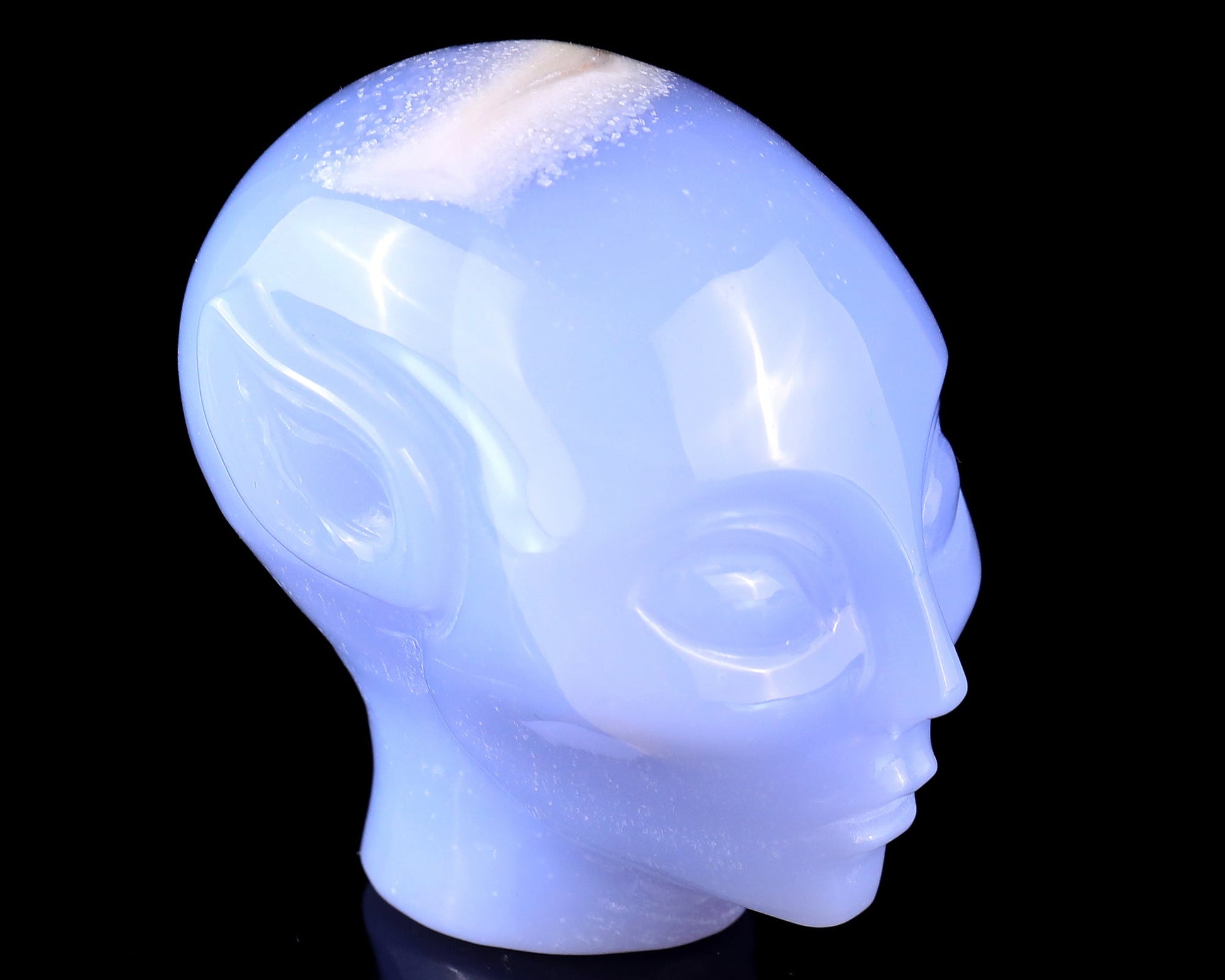 Nicedony 3.0" Blue Chalcedony Hand Carved Crystal Elf Alien Sculpture - View 2