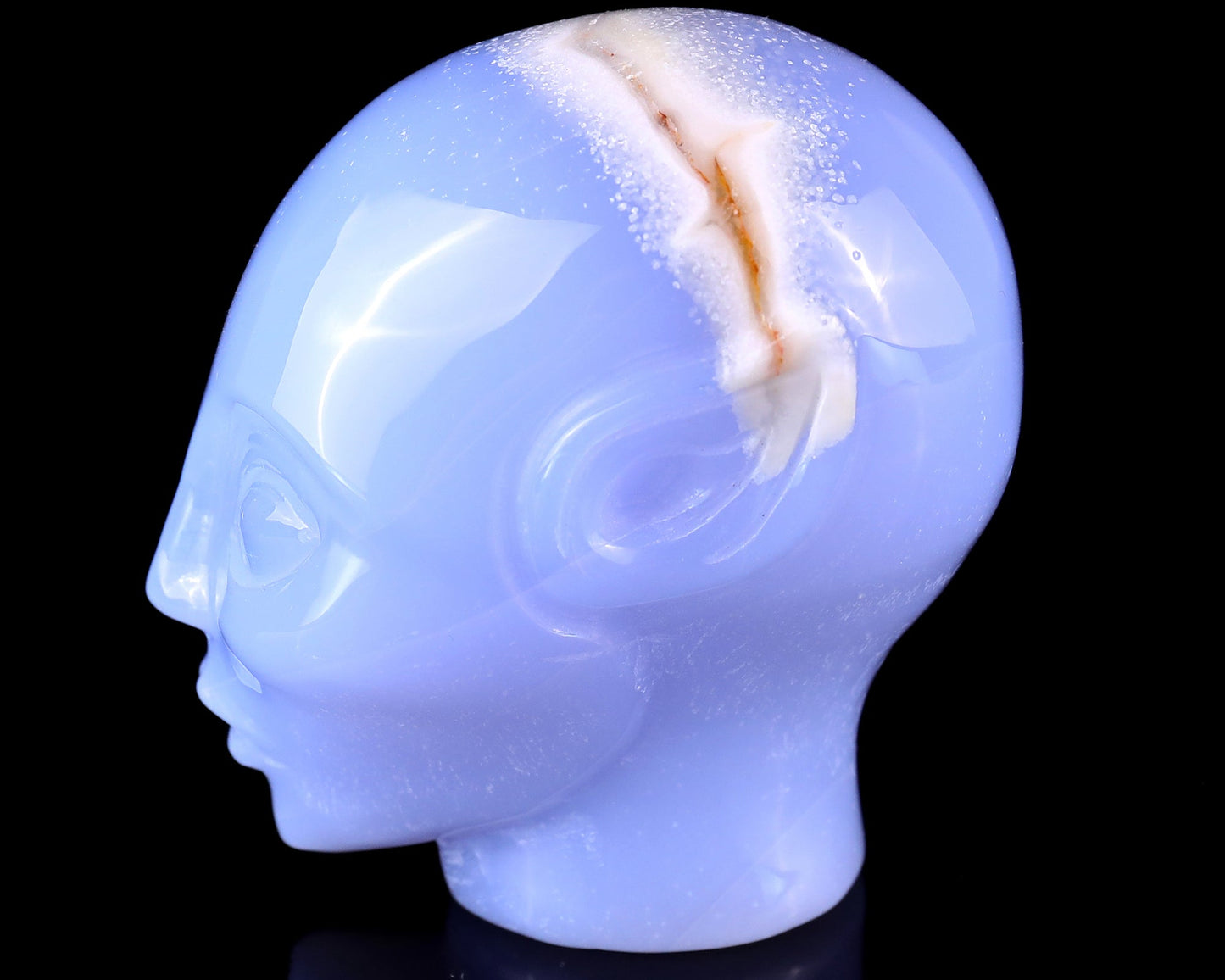 Nicedony 3.0" Blue Chalcedony Hand Carved Crystal Elf Alien Sculpture - View 9