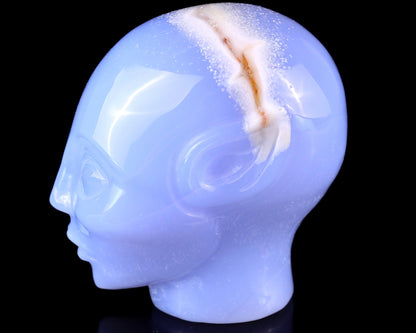 Nicedony 3.0" Blue Chalcedony Hand Carved Crystal Elf Alien Sculpture - View 9