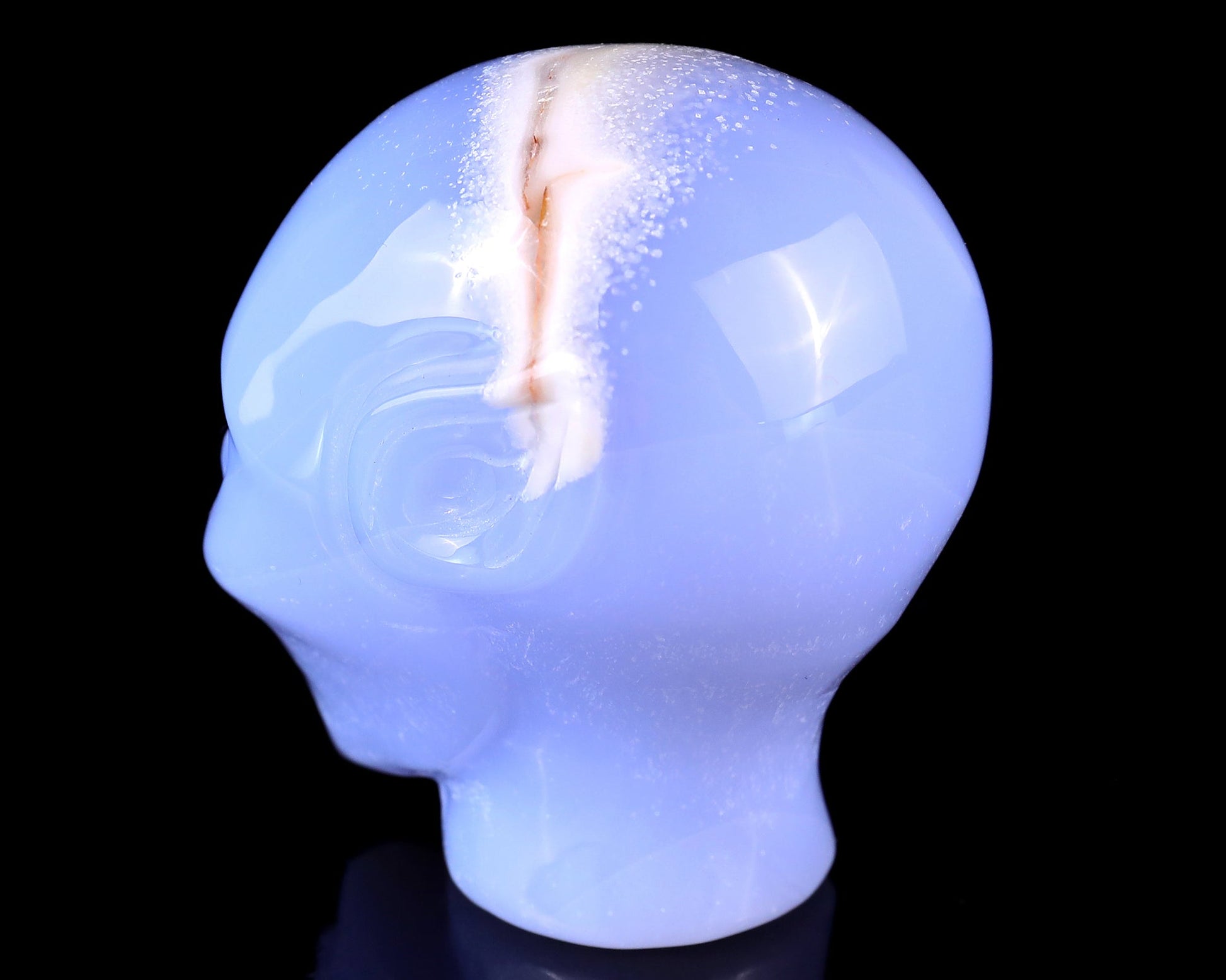 Nicedony 3.0" Blue Chalcedony Hand Carved Crystal Elf Alien Sculpture - View 8