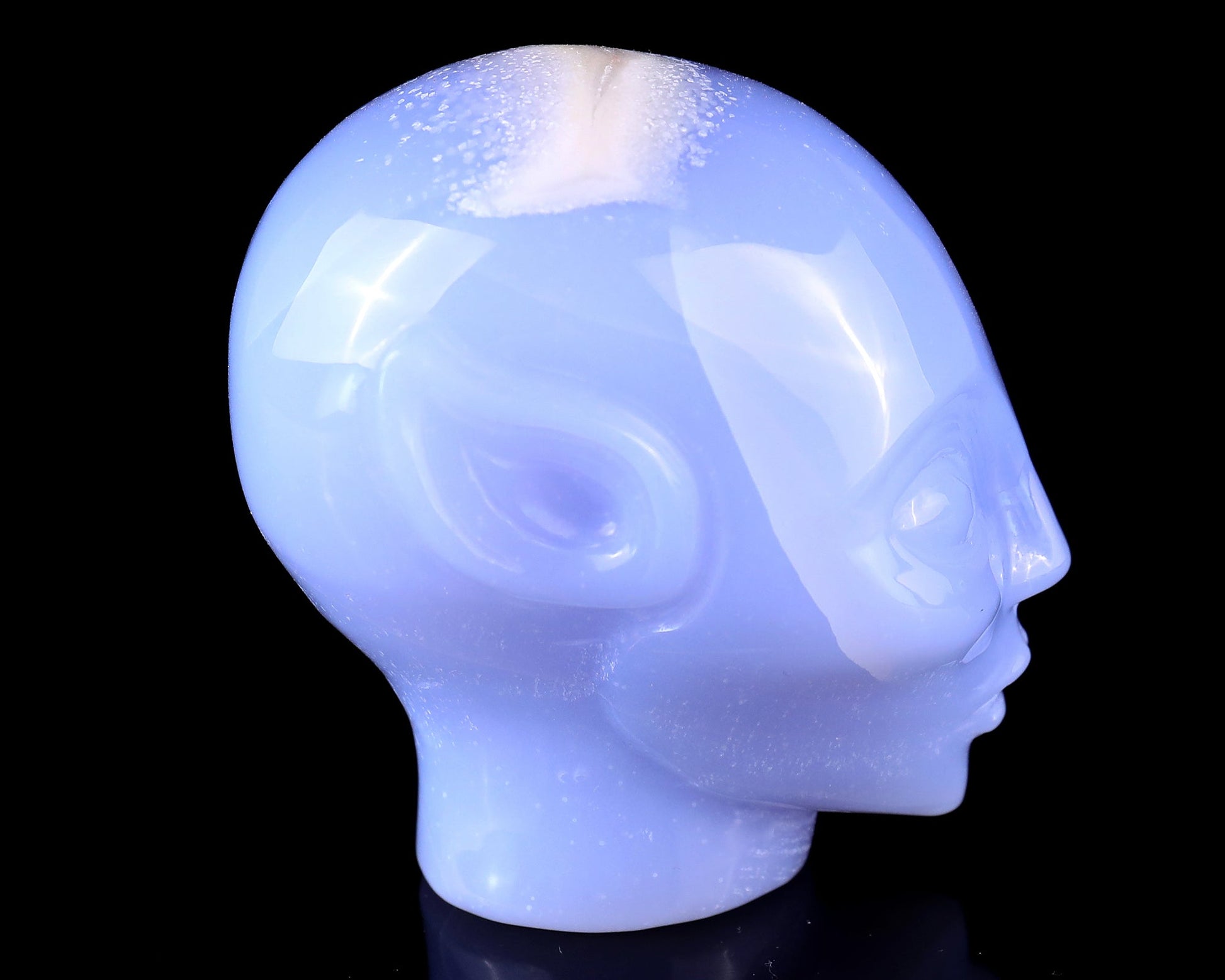 Nicedony 3.0" Blue Chalcedony Hand Carved Crystal Elf Alien Sculpture - View 5