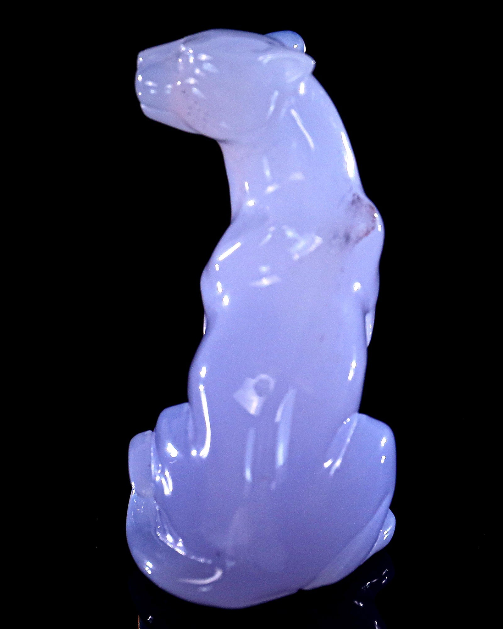 Nicedony 3.0" Blue Chalcedony Hand Carved Crystal Leopard Sculpture - View 3