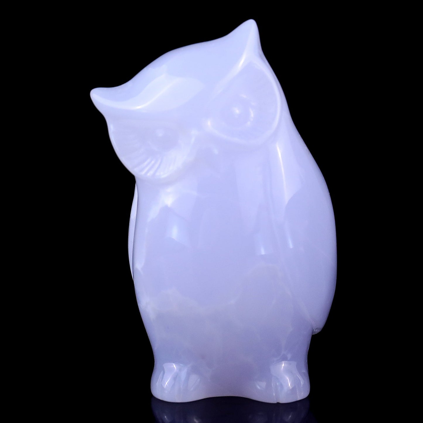Nicedony 3.0" Blue Chalcedony Hand Carved Crystal Owl’s Family Sculpture - View 2