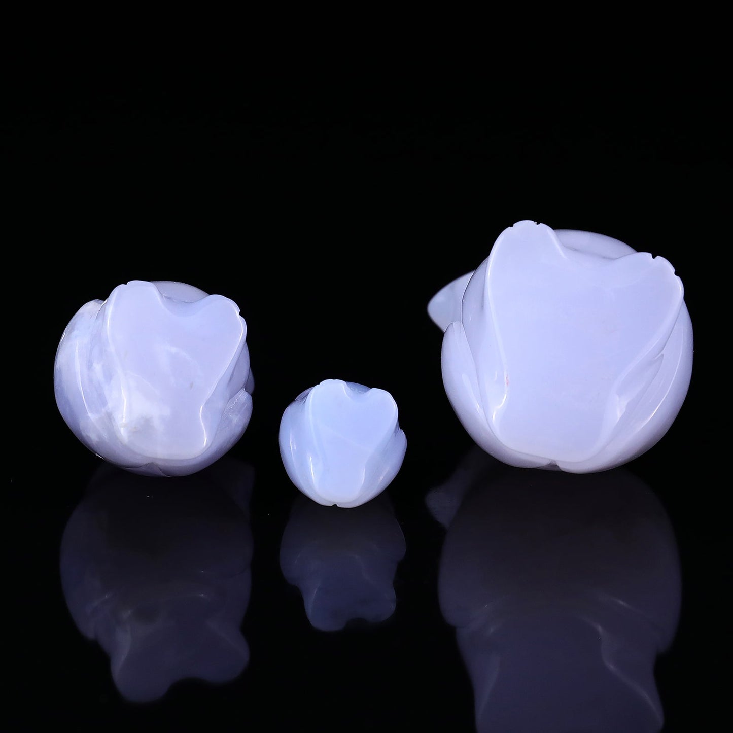 Nicedony 3.0" Blue Chalcedony Hand Carved Crystal Owl’s Family Sculpture - View 6