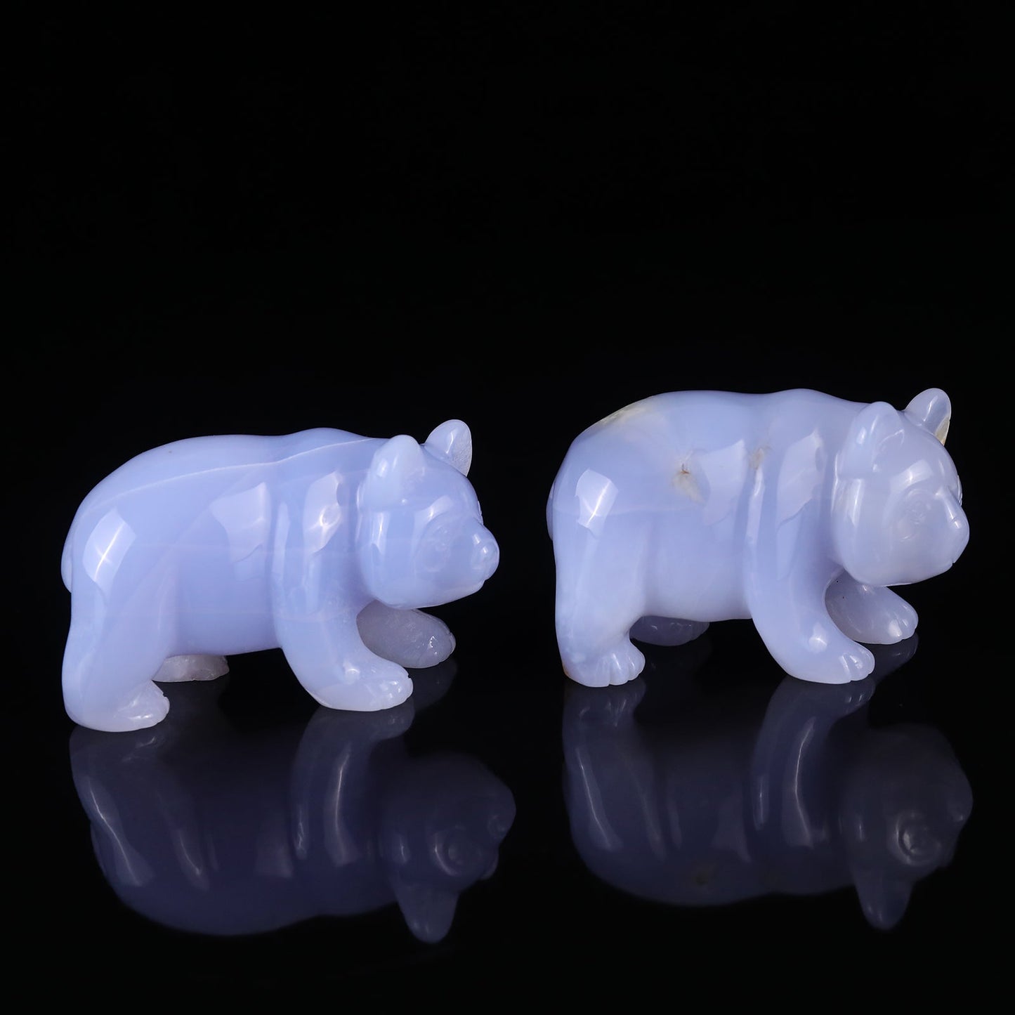 Nicedony 3.0" Blue Chalcedony Hand Carved Crystal Panda Sculpture - View 7