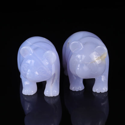 Nicedony 3.0" Blue Chalcedony Hand Carved Crystal Panda Sculpture - View 3