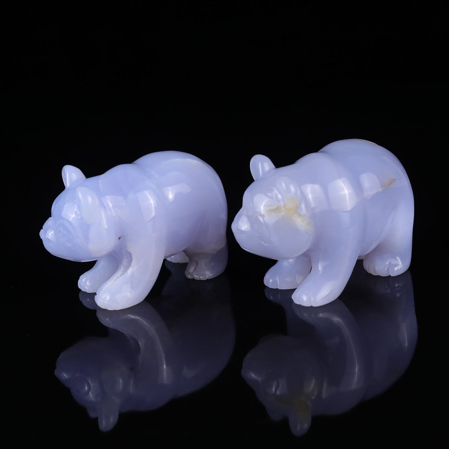 Nicedony 3.0" Blue Chalcedony Hand Carved Crystal Panda Sculpture - View 5