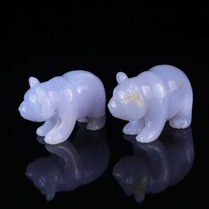Nicedony 3.0" Blue Chalcedony Hand Carved Crystal Panda Sculpture - View 5