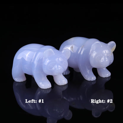 Nicedony 3.0" Blue Chalcedony Hand Carved Crystal Panda Sculpture - 2