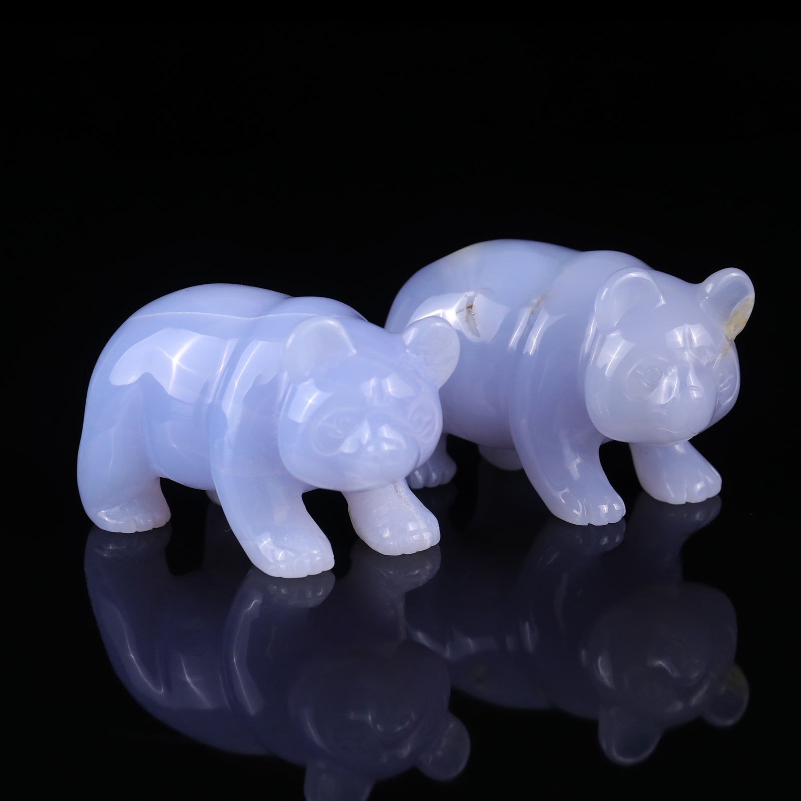 Nicedony 3.0" Blue Chalcedony Hand Carved Crystal Panda Sculpture - View 4