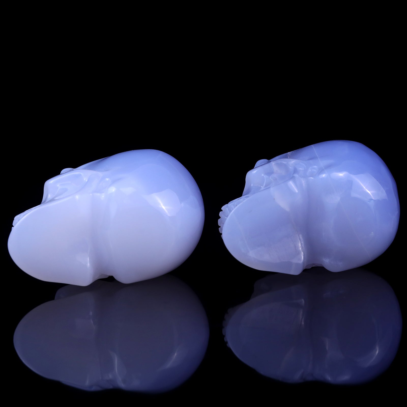 Nicedony 3.0" Blue Chalcedony Hand Carved Realistic Skull Sculpture - View 7