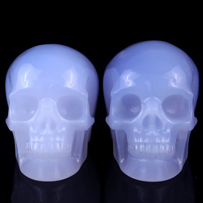 Nicedony 3.0" Blue Chalcedony Hand Carved Realistic Skull Sculpture - View 3
