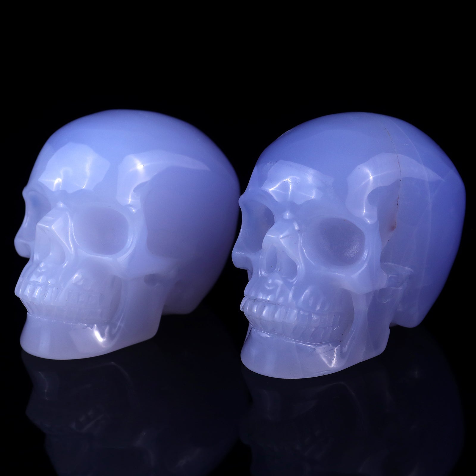 Nicedony 3.0" Blue Chalcedony Hand Carved Realistic Skull Sculpture - View 4
