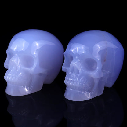 Nicedony 3.0" Blue Chalcedony Hand Carved Realistic Skull Sculpture - View 4
