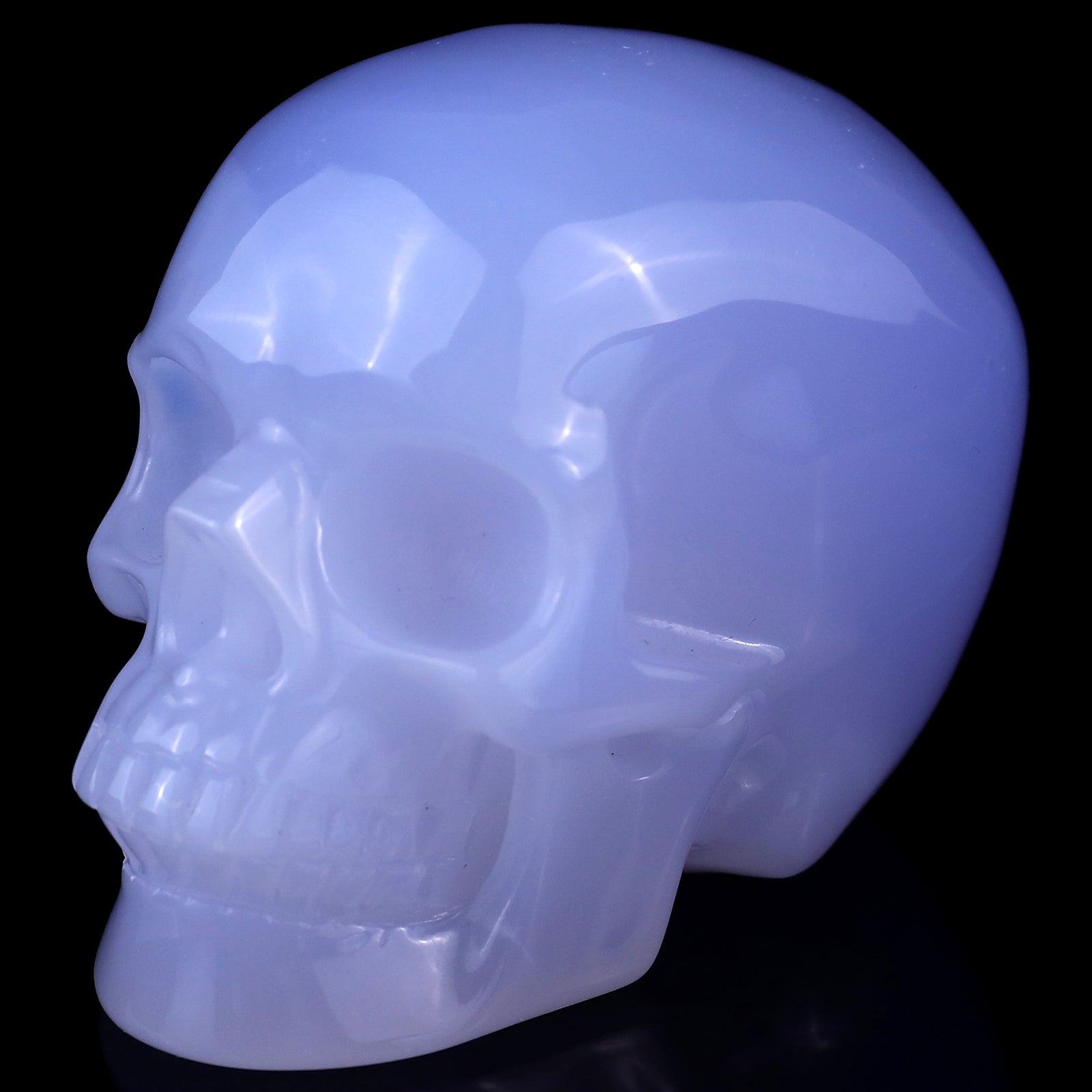 Nicedony 3.0" Blue Chalcedony Hand Carved Realistic Skull Sculpture - View 9