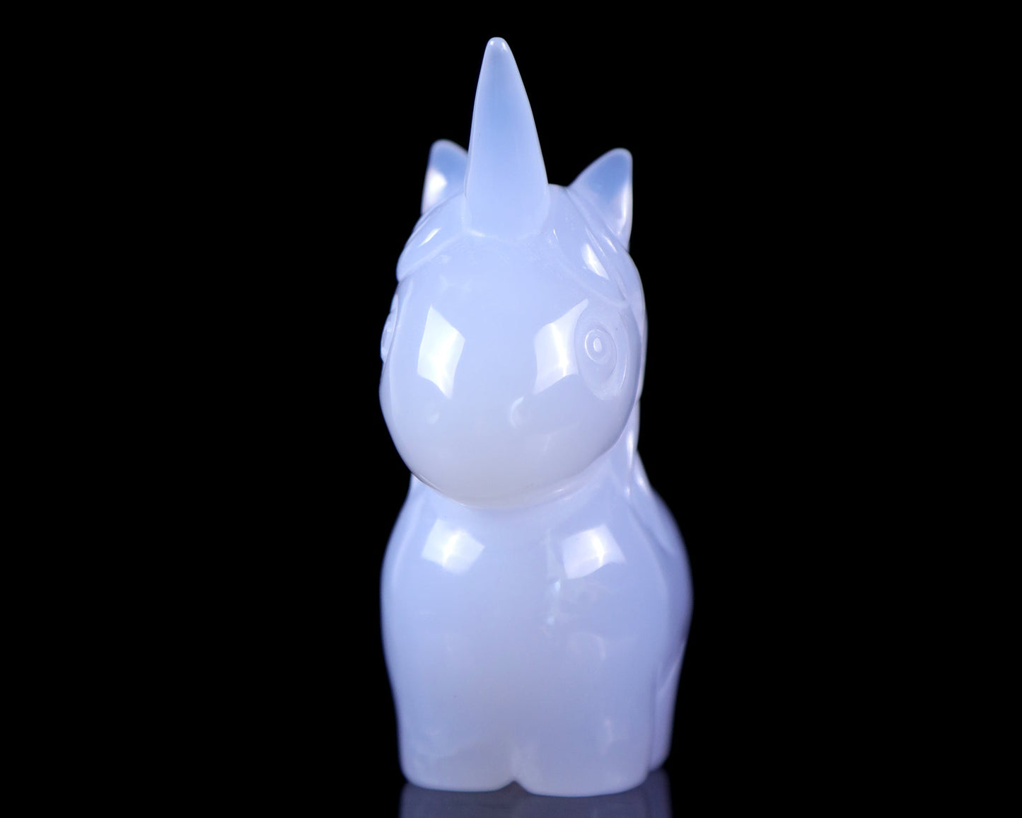 Nicedony 3.0" Blue Chalcedony Hand Carved Crystal Unicorn Sculpture - View 4