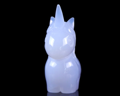Nicedony 3.0" Blue Chalcedony Hand Carved Crystal Unicorn Sculpture - View 4