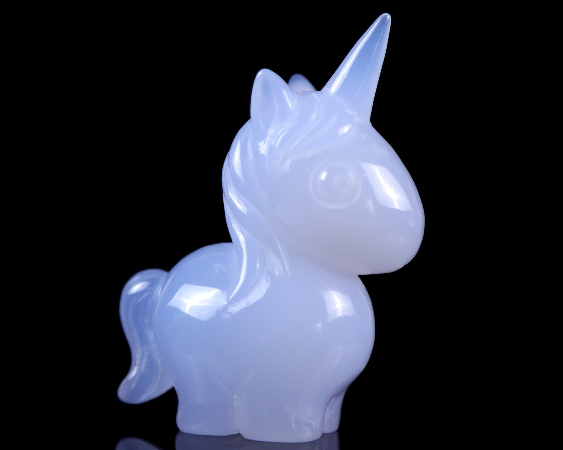 Nicedony 3.0" Blue Chalcedony Hand Carved Crystal Unicorn Sculpture - View 6