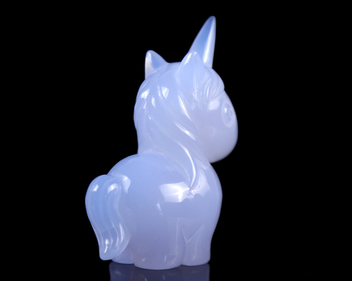 Nicedony 3.0" Blue Chalcedony Hand Carved Crystal Unicorn Sculpture - View 8