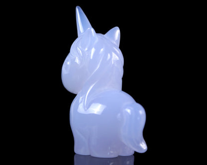 Nicedony 3.0" Blue Chalcedony Hand Carved Crystal Unicorn Sculpture - View 9