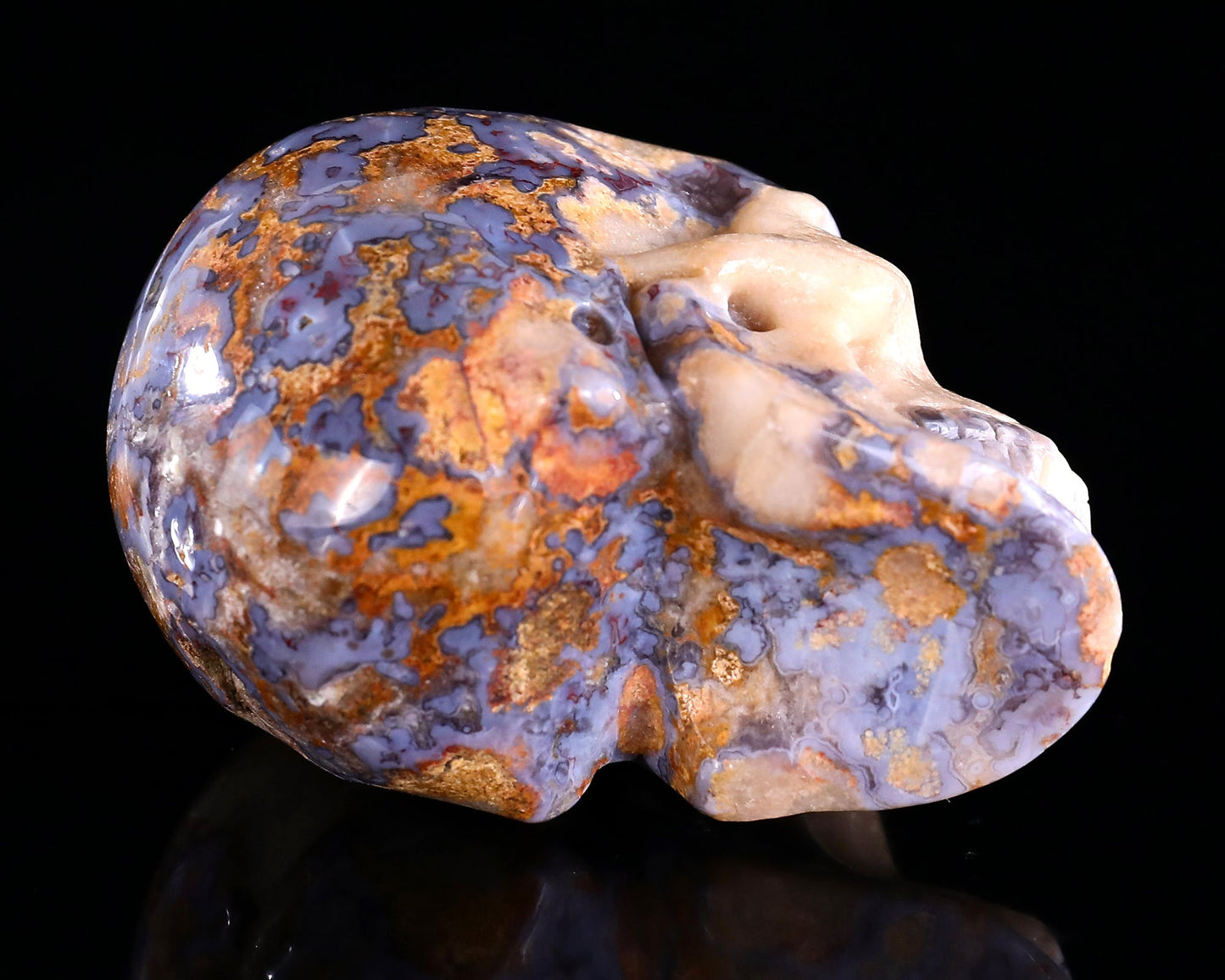 Nicedony 3.0" Blue Sakura Agate Hand Carved Crystal Realistic Skull Sculpture - View 9