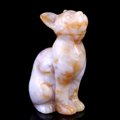 Nicedony 3.0" Chalcedony Hand Carved Crystal Cat Sculpture - #2100213