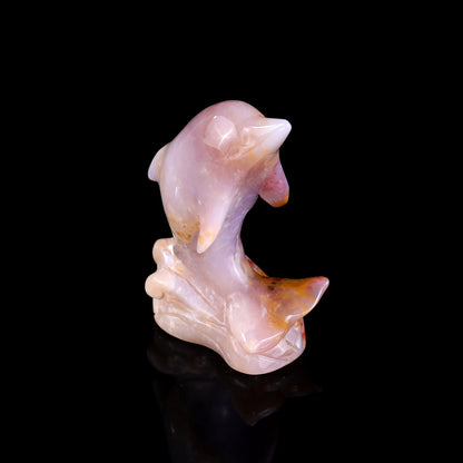 Nicedony 3.0" Chalcedony Hand Carved Crystal Dolphin Sculpture - View 10