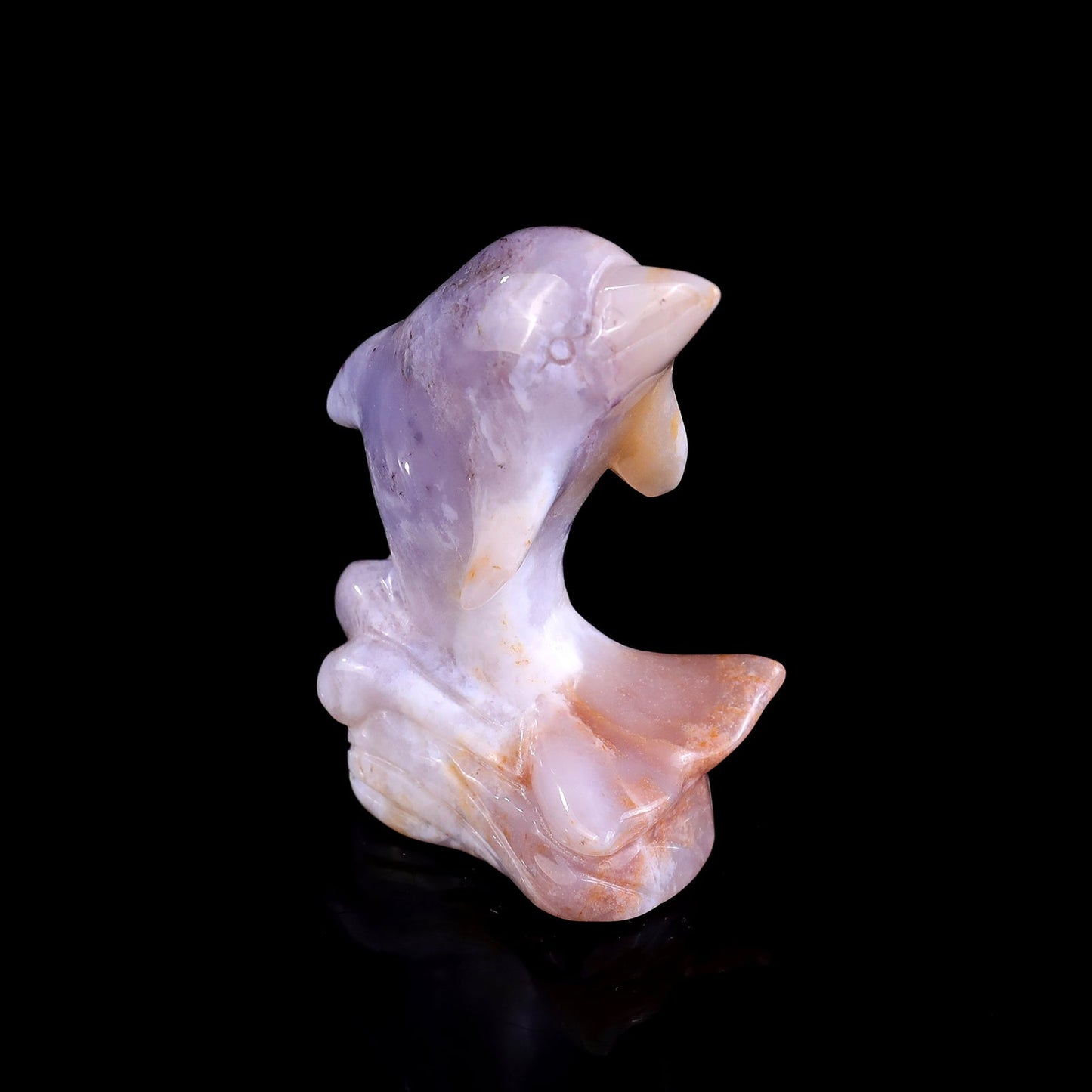 Nicedony 3.0" Chalcedony Hand Carved Crystal Dolphin Sculpture - #2100315