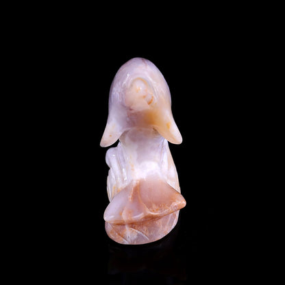 Nicedony 3.0" Chalcedony Hand Carved Crystal Dolphin Sculpture - #2100314