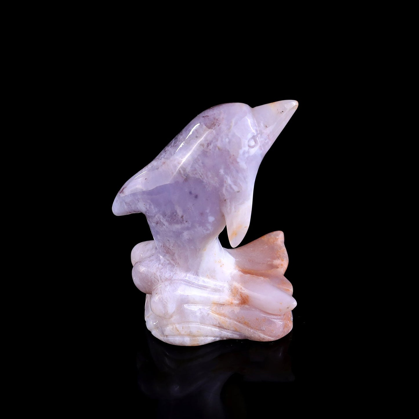 Nicedony 3.0" Chalcedony Hand Carved Crystal Dolphin Sculpture - View 3