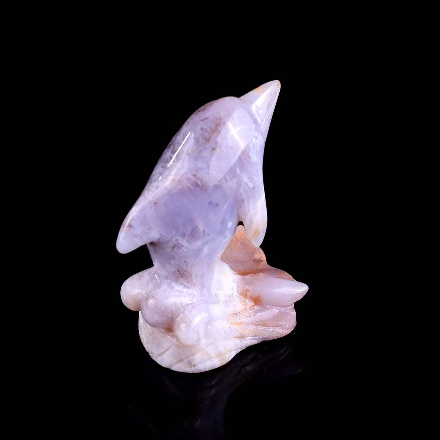 Nicedony 3.0" Chalcedony Hand Carved Crystal Dolphin Sculpture - View 4