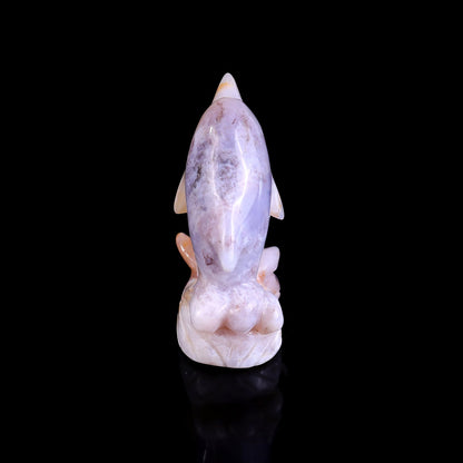 Nicedony 3.0" Chalcedony Hand Carved Crystal Dolphin Sculpture - View 5
