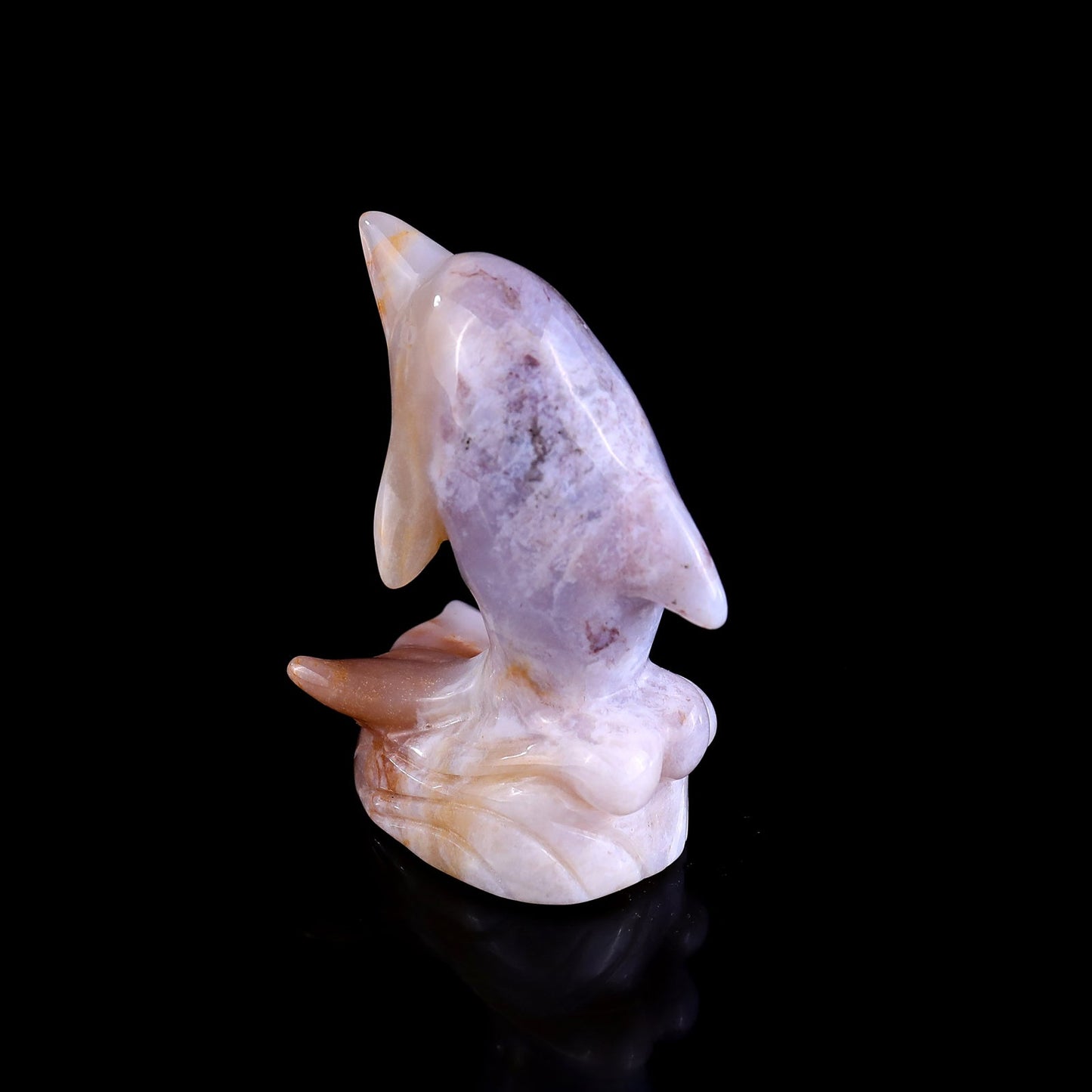 Nicedony 3.0" Chalcedony Hand Carved Crystal Dolphin Sculpture - View 6